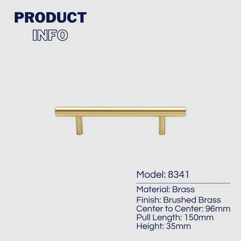 Solid Brass T-bar Kitchen Cabinet Handles - KAHO Hardware