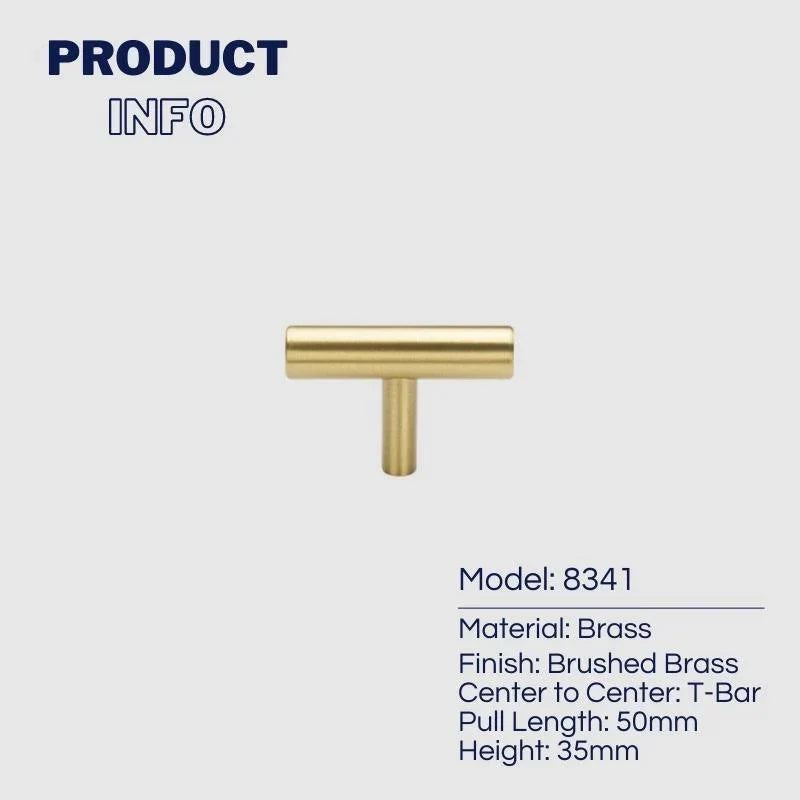 Solid Brass T-bar Kitchen Cabinet Handles - KAHO Hardware