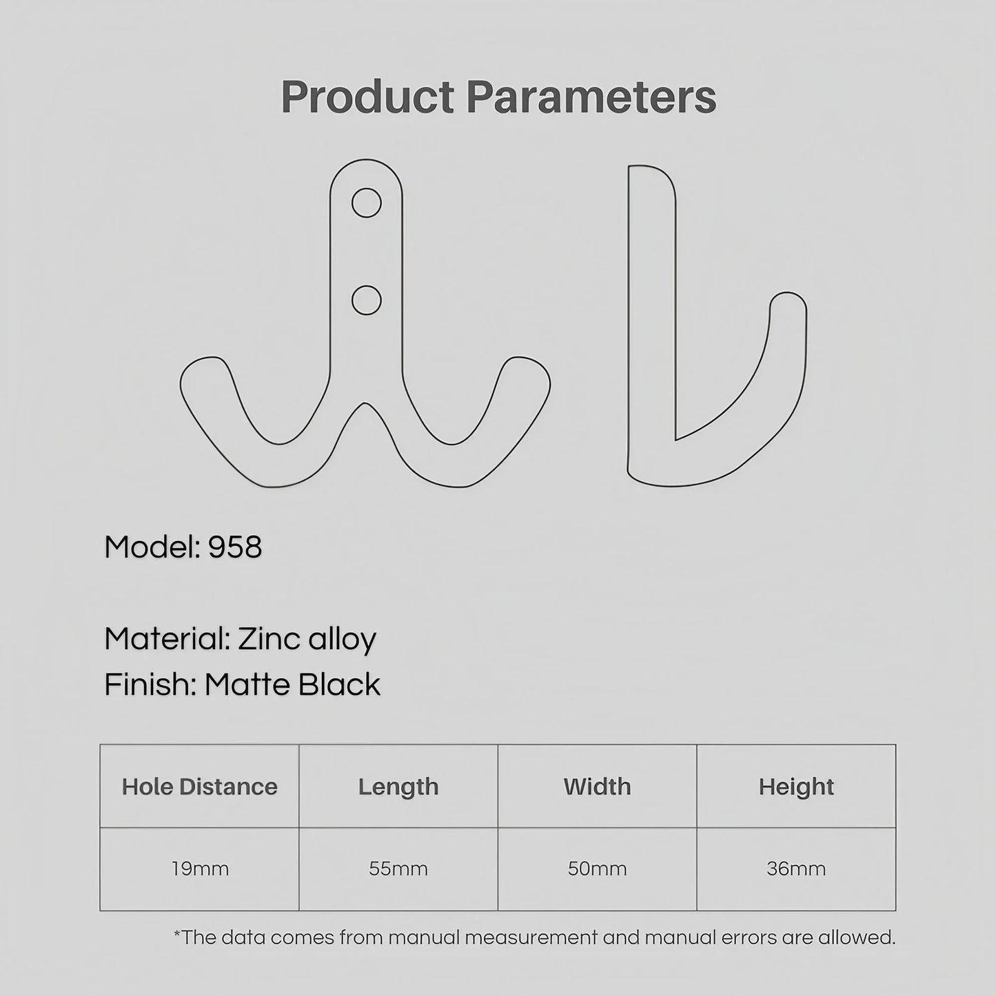 Double Black Coat Hooks Wall Mounted - KAHO Hardware