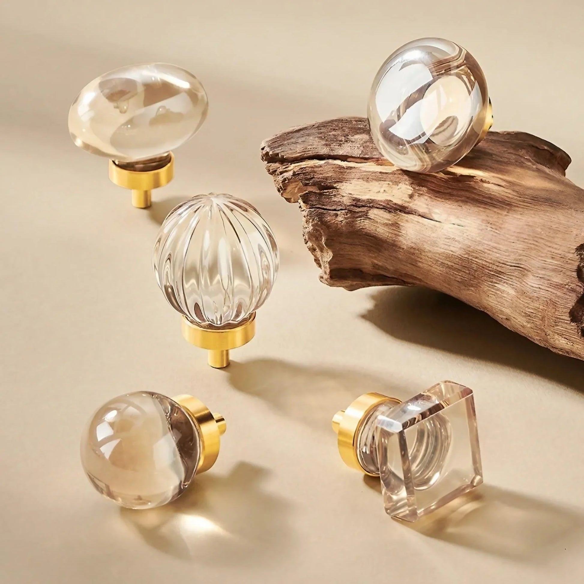 Chic Brass and Champagne Crystal Cabinet Knobs - KAHO Hardware