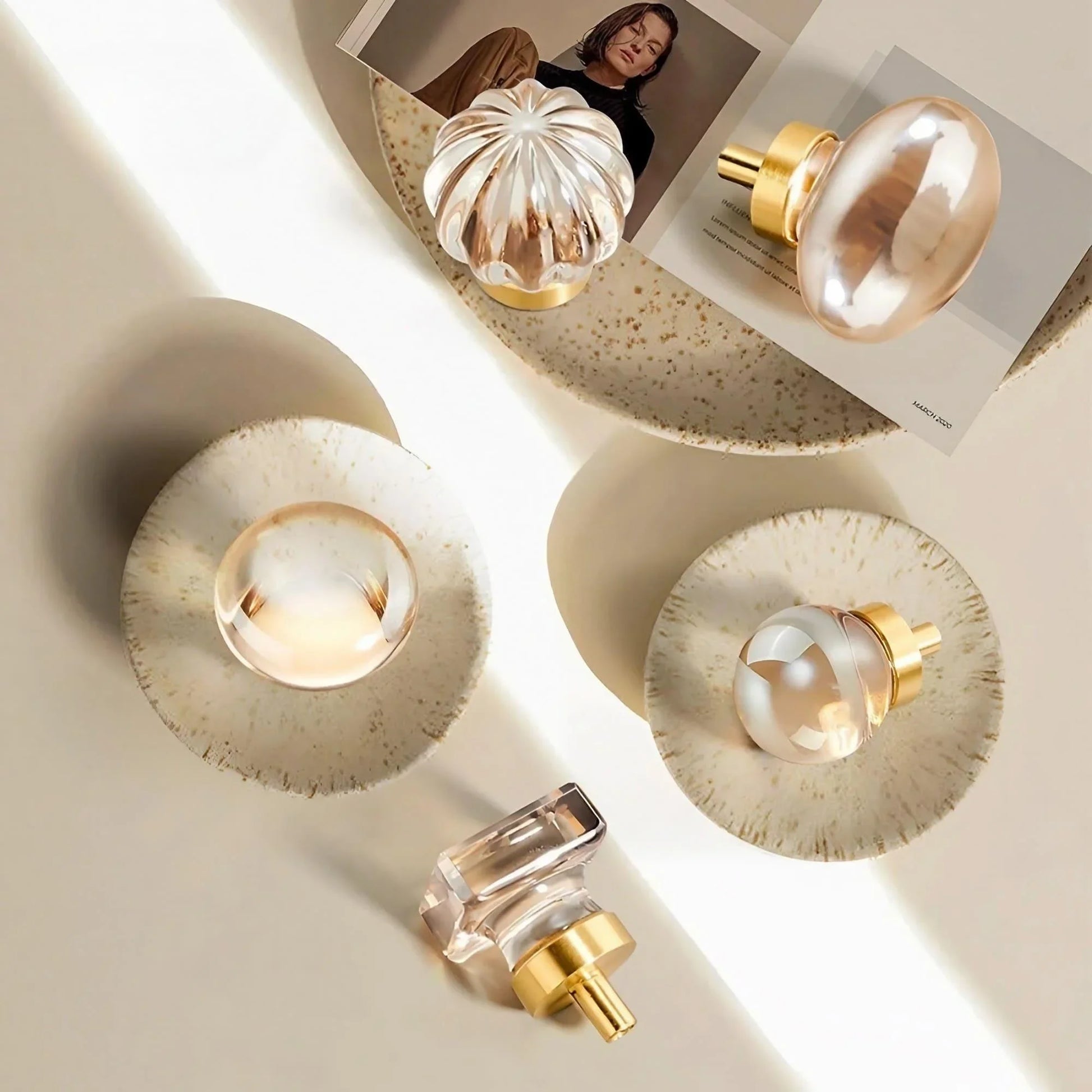 Chic Brass and Champagne Crystal Cabinet Knobs - KAHO Hardware