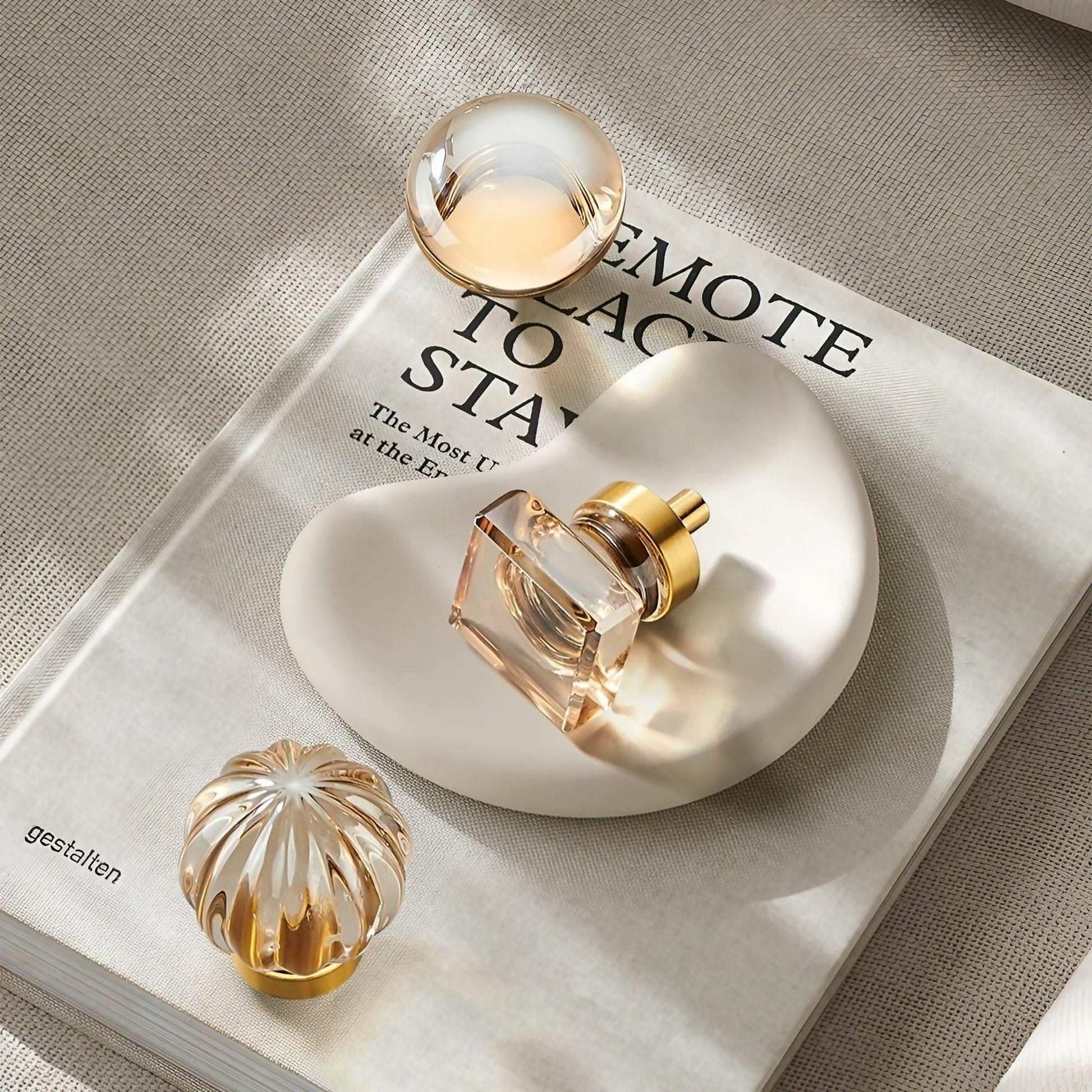 Chic Brass and Champagne Crystal Cabinet Knobs - KAHO Hardware