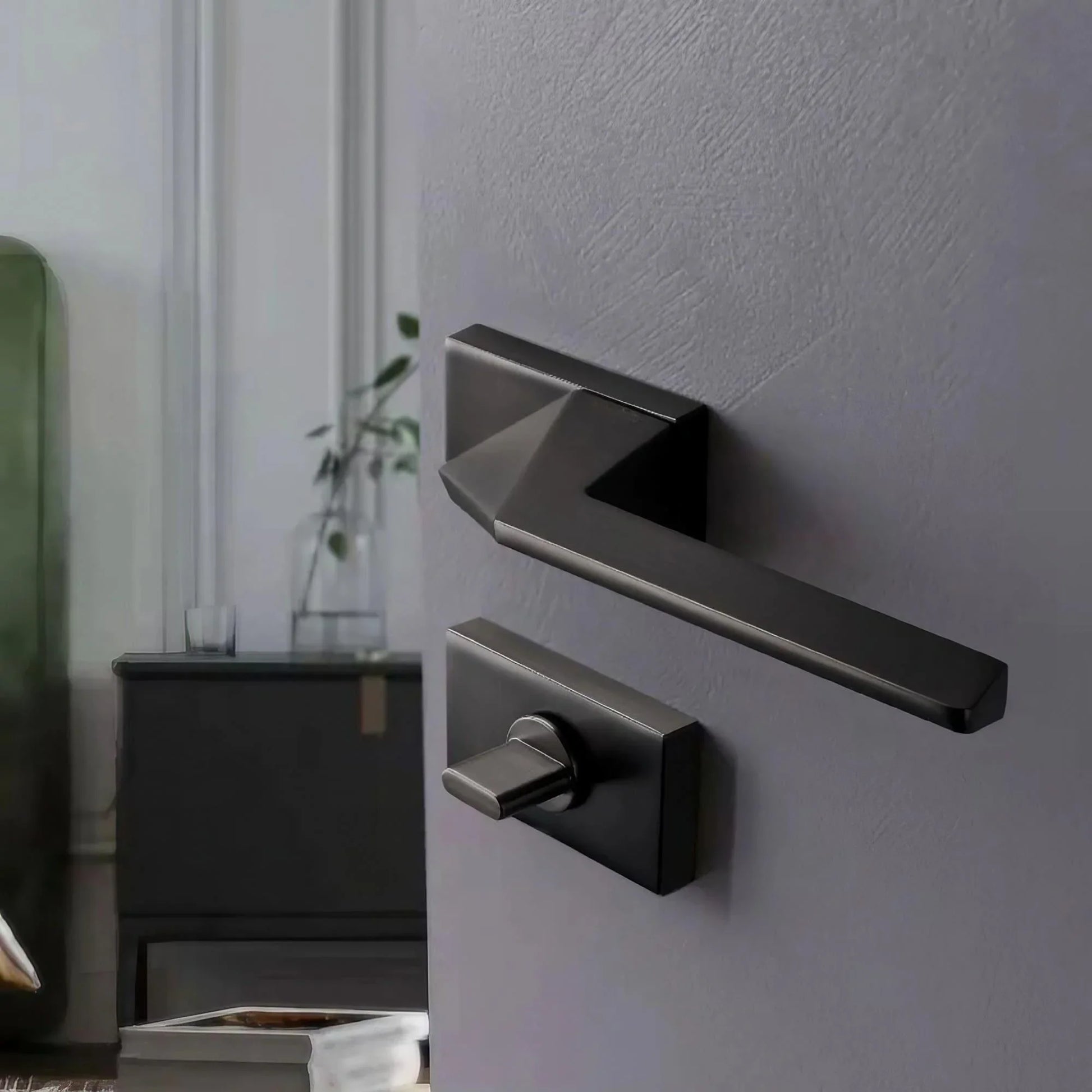 Geometric Aesthetics Interior Door Handles with Locks - KAHO Hardware