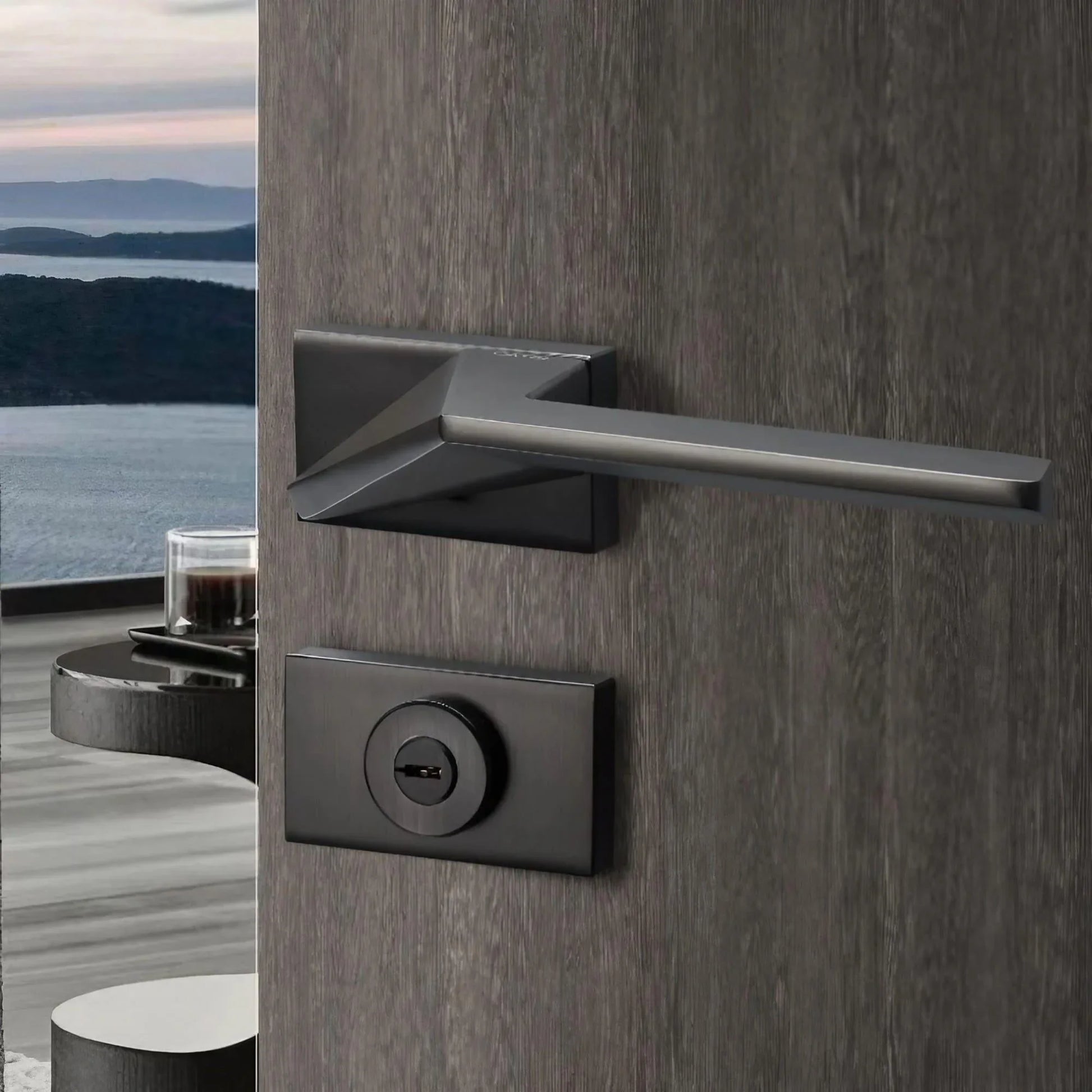 Geometric Aesthetics Interior Door Handles with Locks - KAHO Hardware