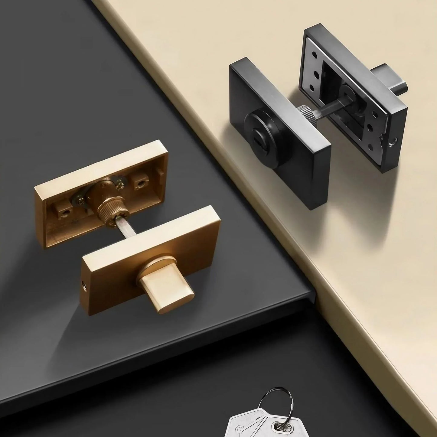 Geometric Aesthetics Interior Door Handles with Locks - KAHO Hardware