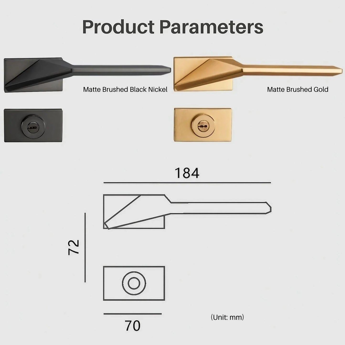 Geometric Aesthetics Interior Door Handles with Locks - KAHO Hardware