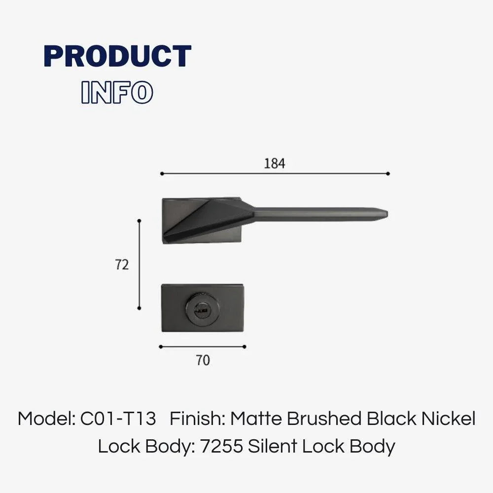 Geometric Aesthetics Interior Door Handles with Locks - KAHO Hardware