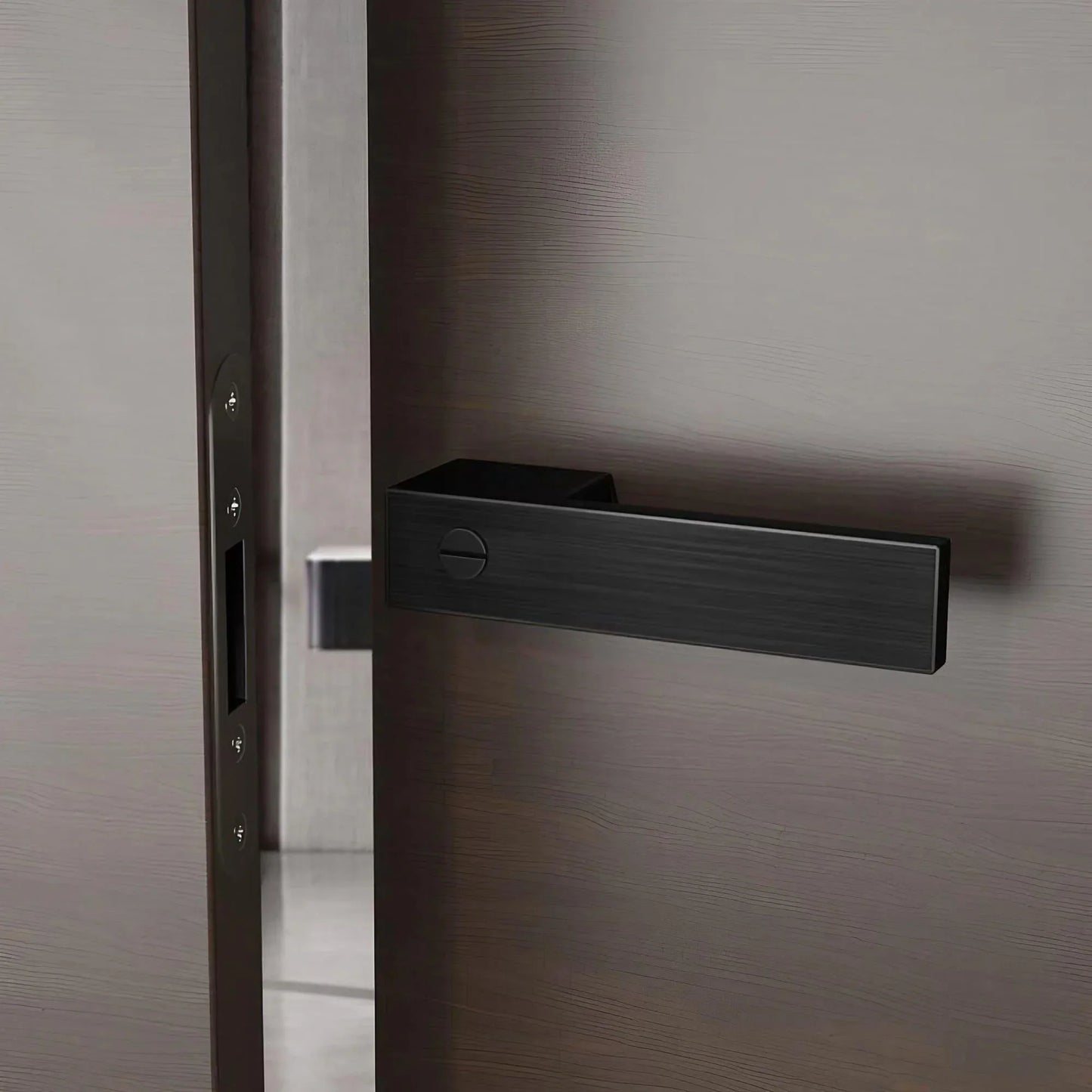 Minimalist Black Interior Door Handles with Lock - KAHO Hardware