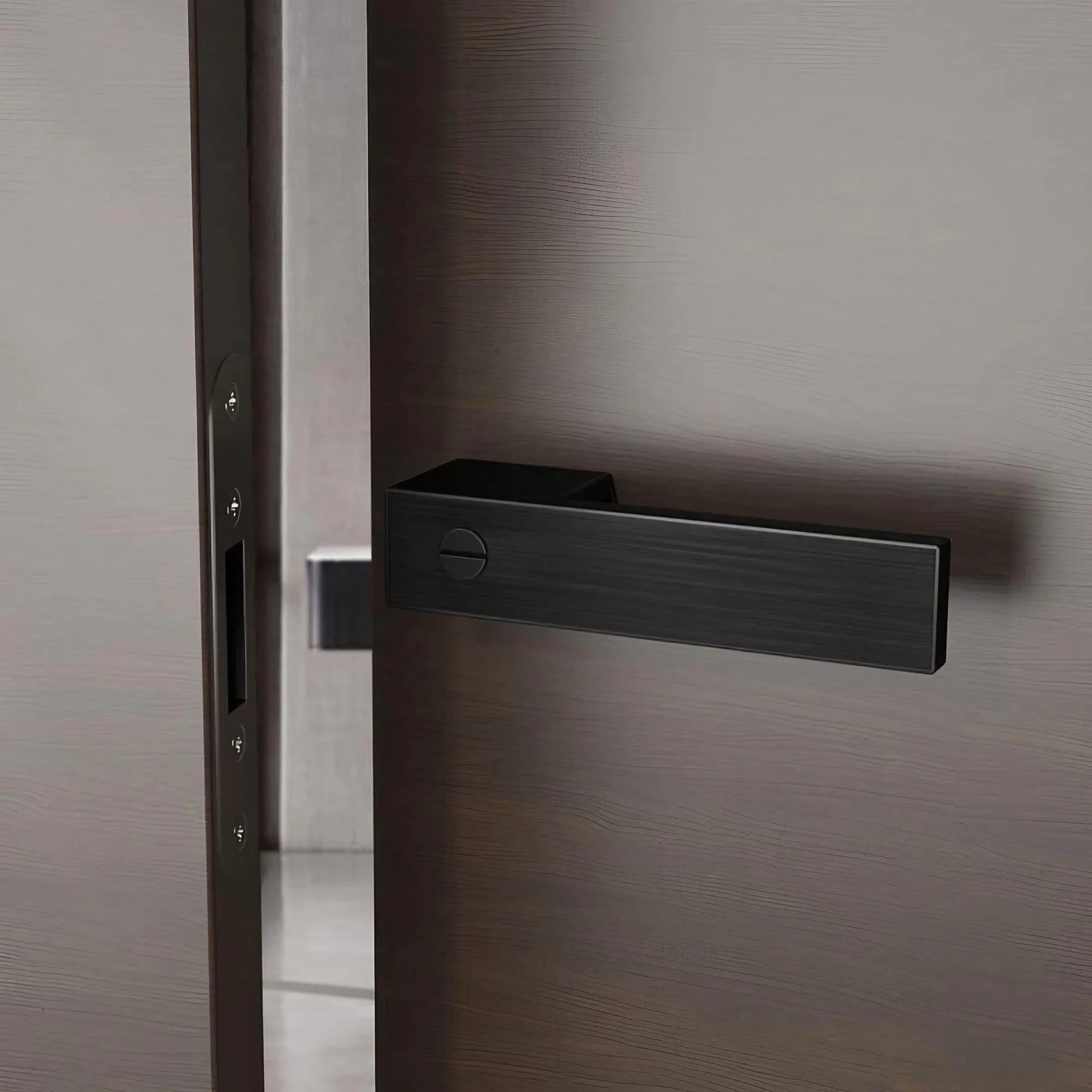 Minimalist Black Interior Door Handles with Lock - KAHO Hardware