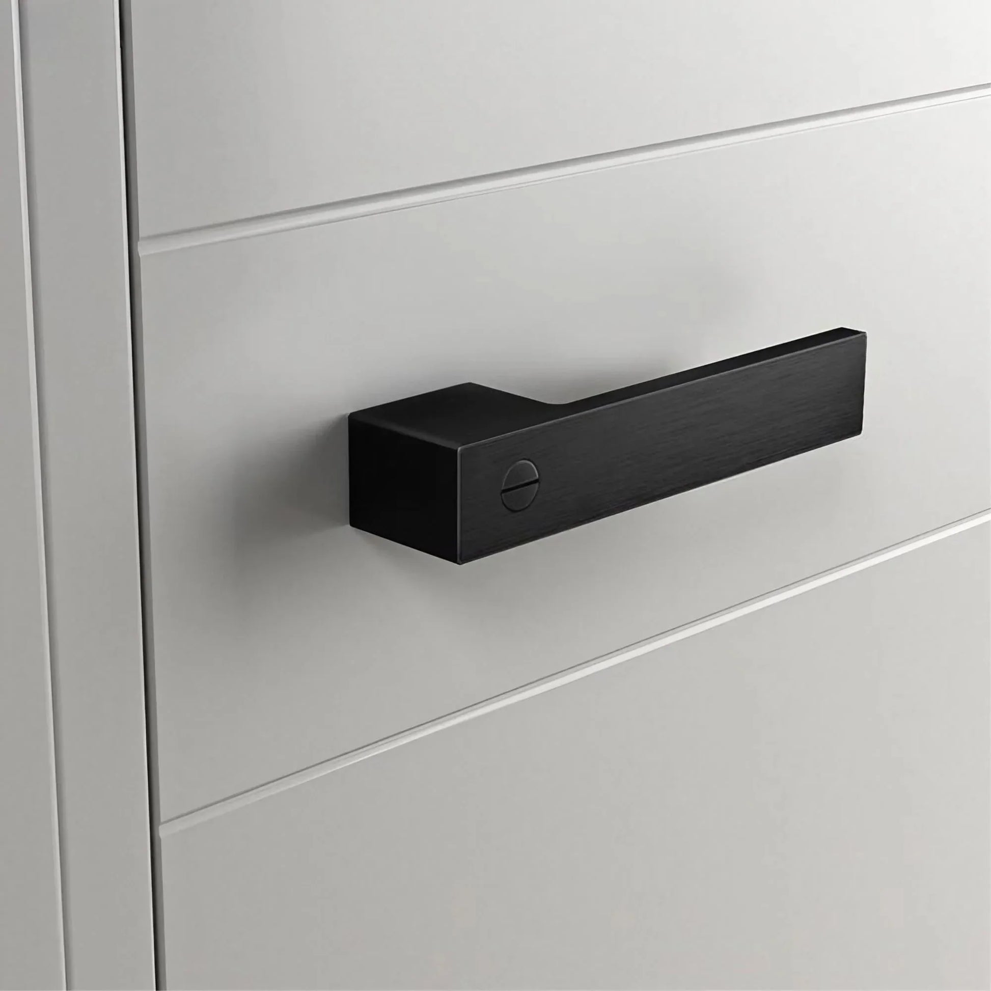 Minimalist Black Interior Door Handles with Lock - KAHO Hardware