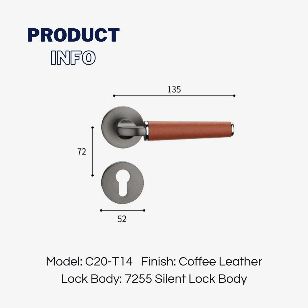 Light Luxury Leather Door Lock Handles Brushed Black Nickel - KAHO Hardware