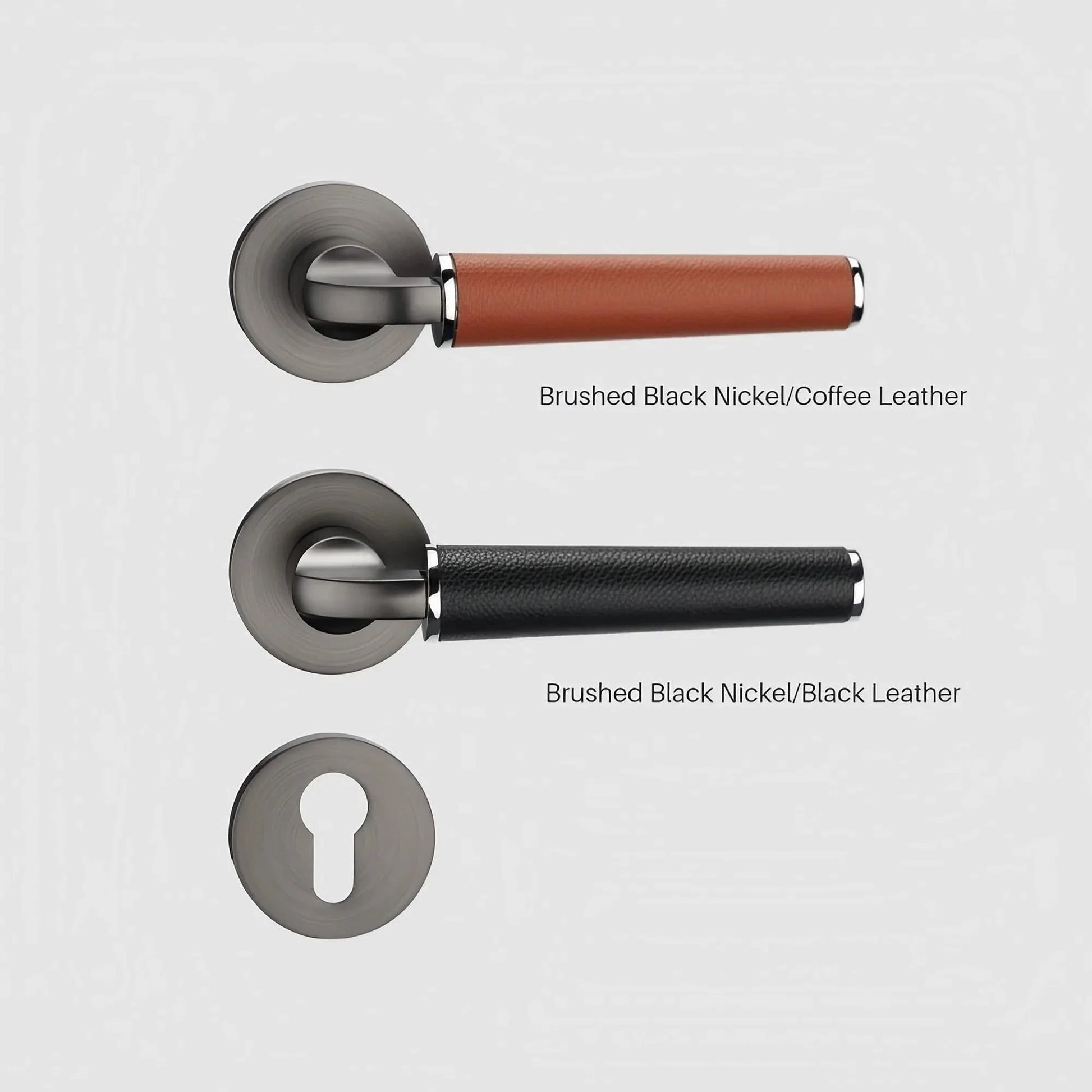 Light Luxury Leather Door Lock Handles Brushed Black Nickel - KAHO Hardware