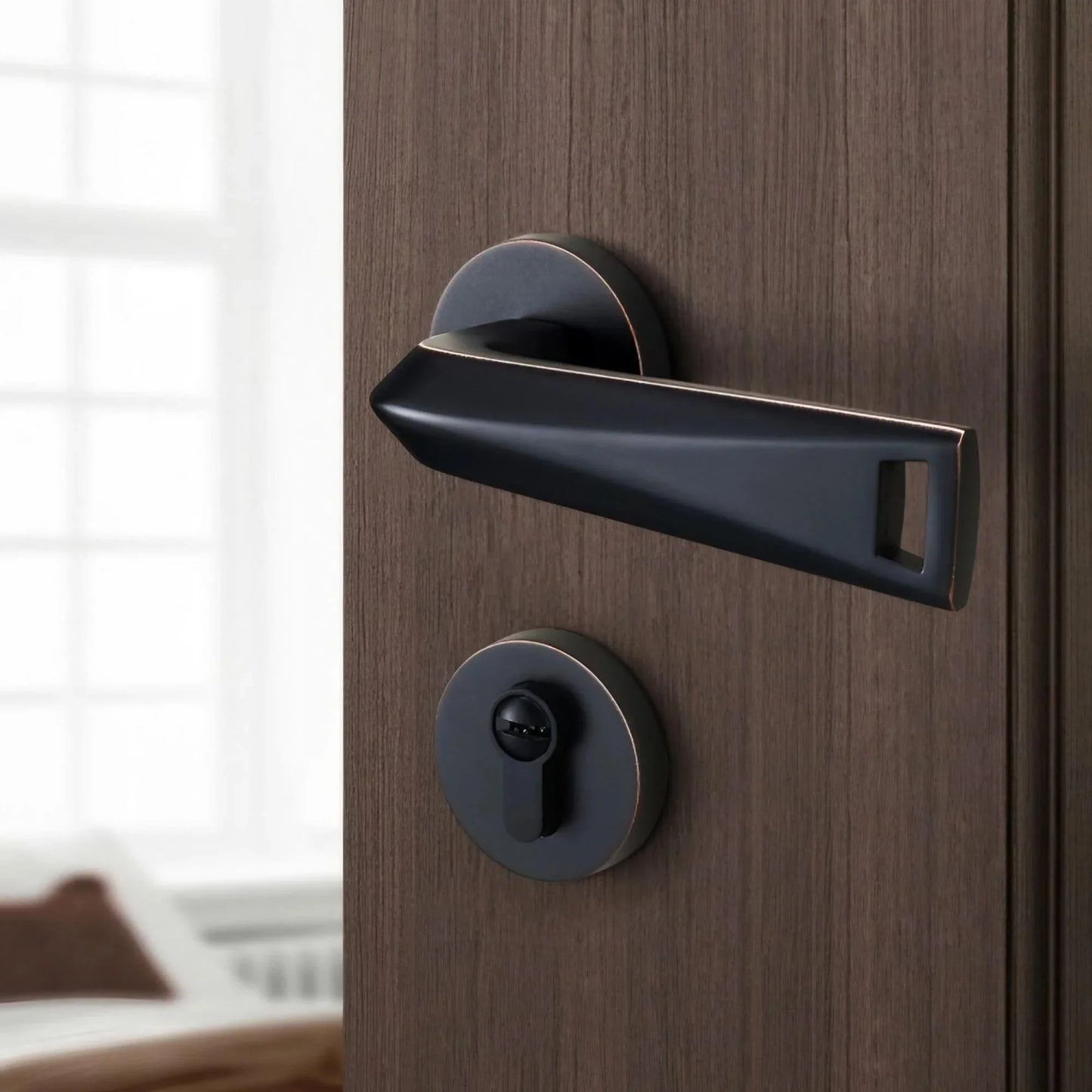Contemporary Trapezoidal Lever Door Handles Hollow Design - KAHO Hardware