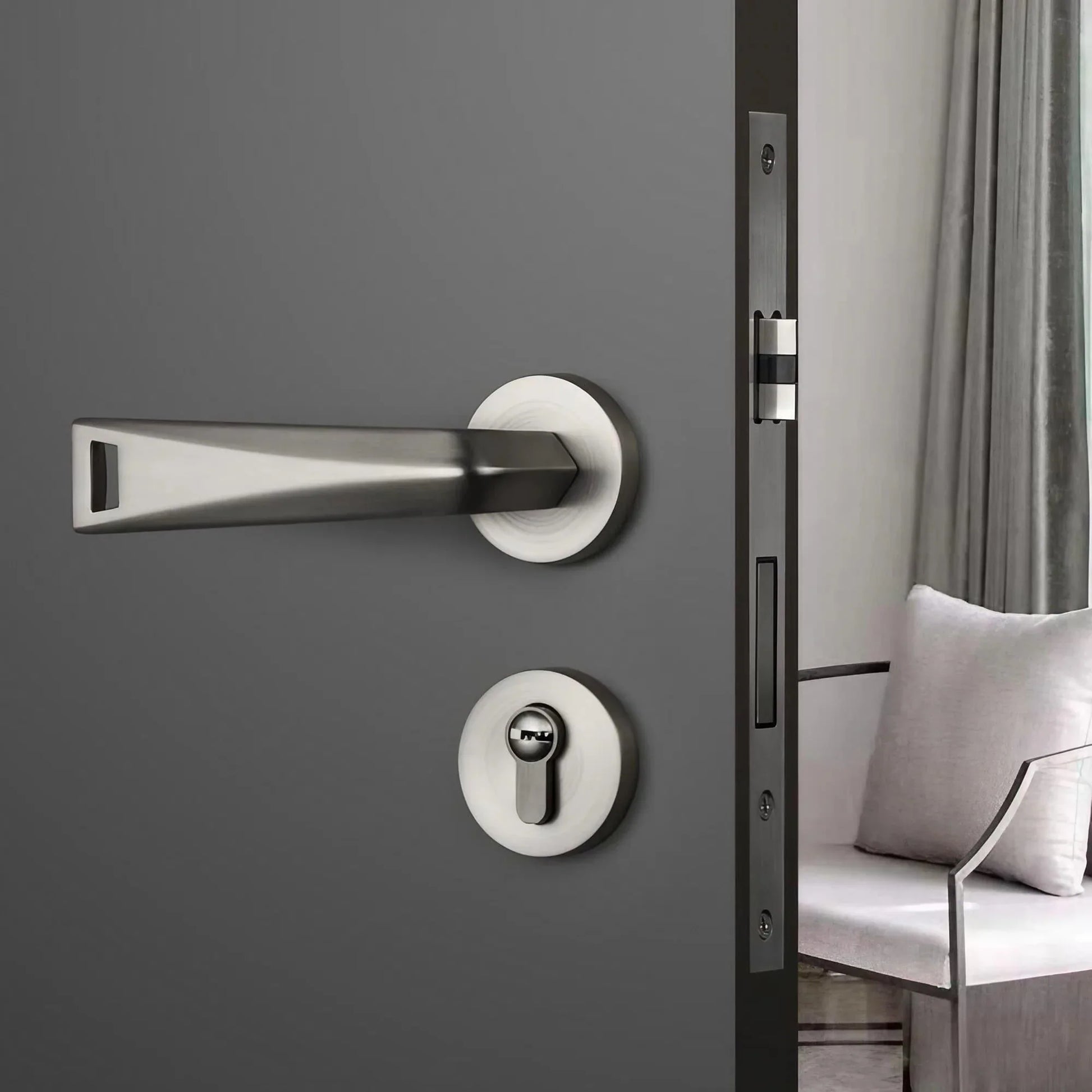 Contemporary Trapezoidal Lever Door Handles Hollow Design - KAHO Hardware