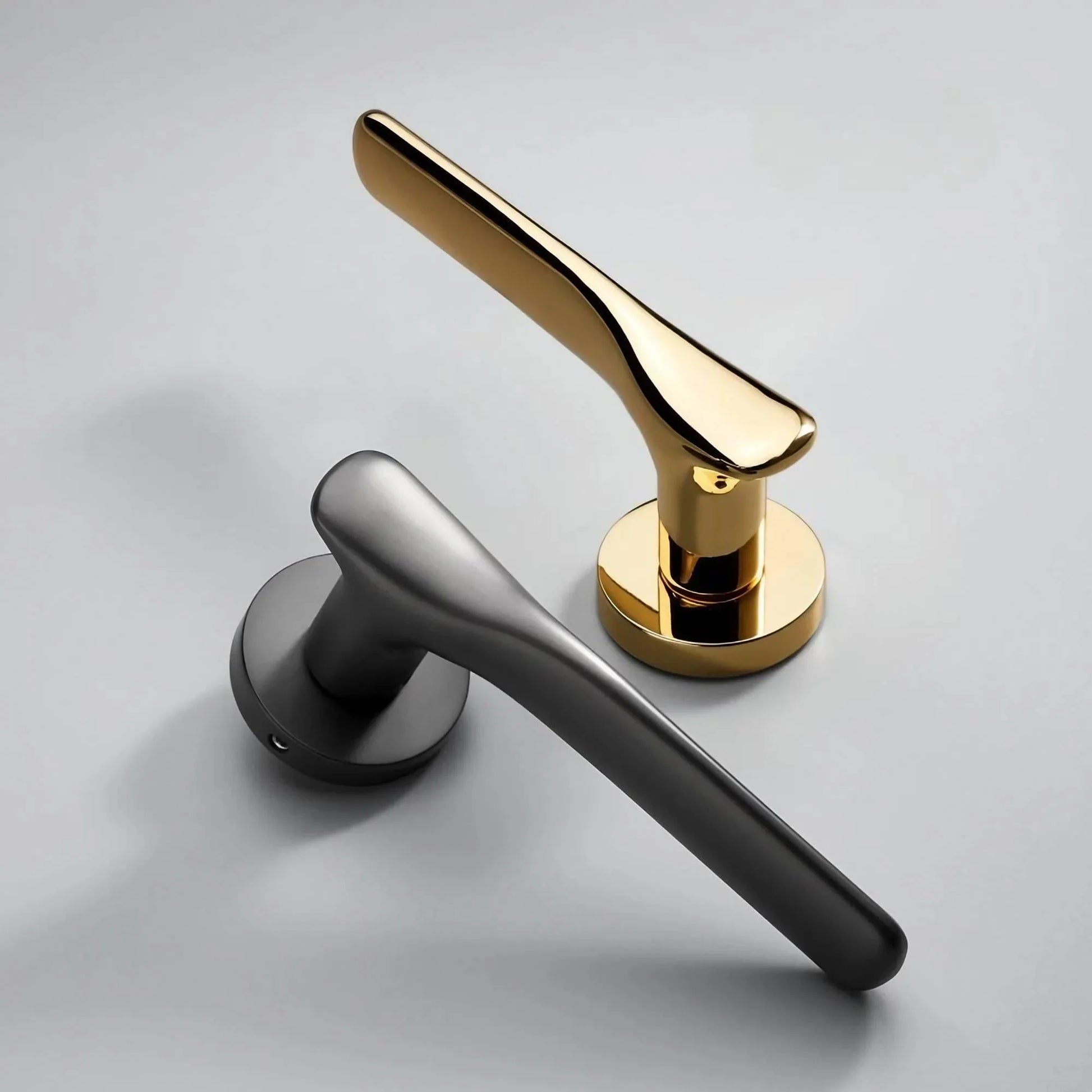 Modern Silent Bedroom Door Handles with Lock - KAHO Hardware