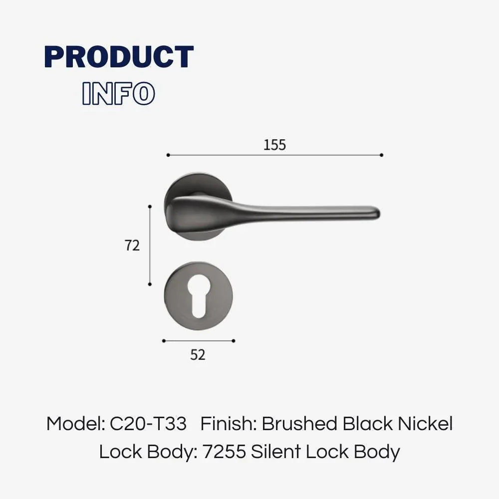 Modern Silent Bedroom Door Handles with Lock - KAHO Hardware