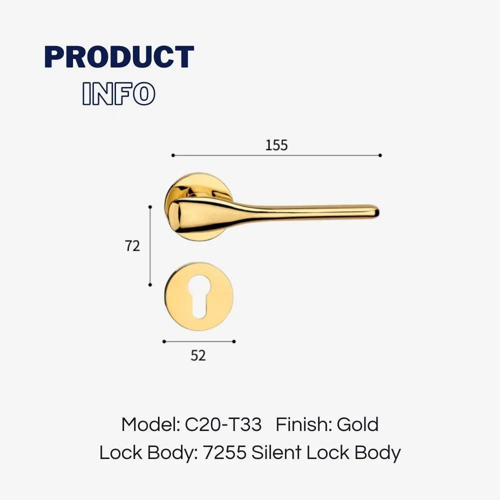 Modern Silent Bedroom Door Handles with Lock - KAHO Hardware