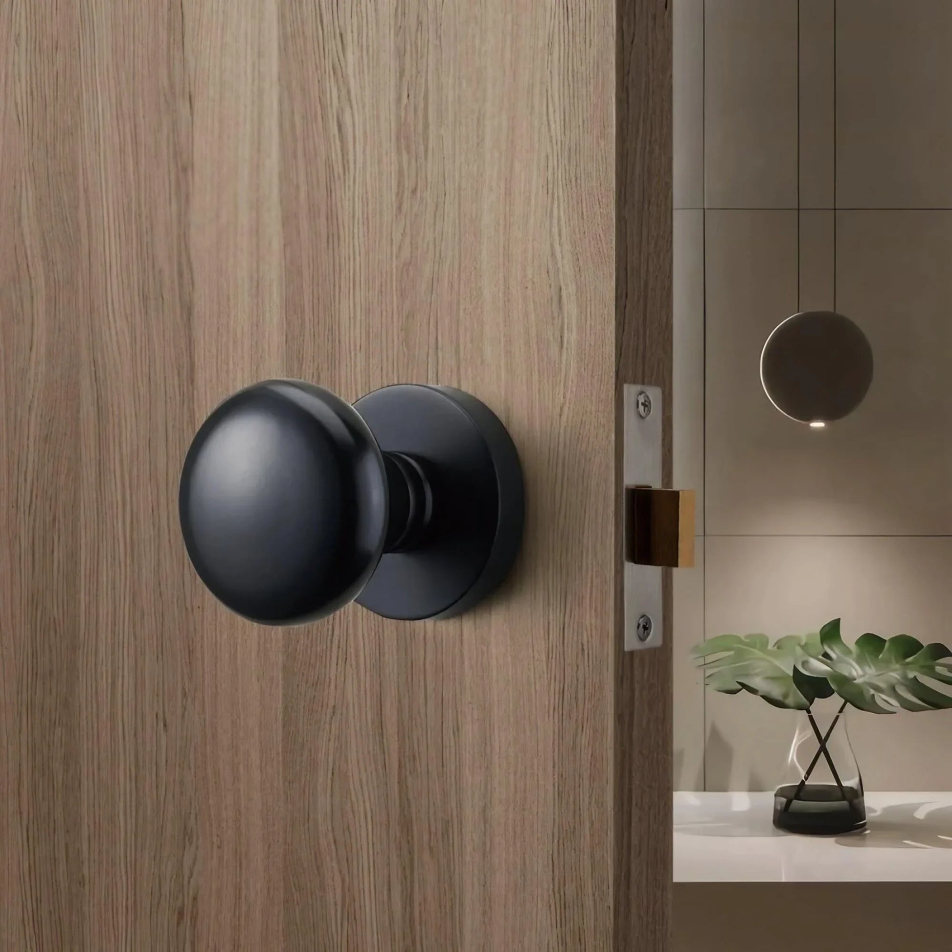 Minimalist Matte Black Door Knobs with Hidden Lock - KAHO Hardware