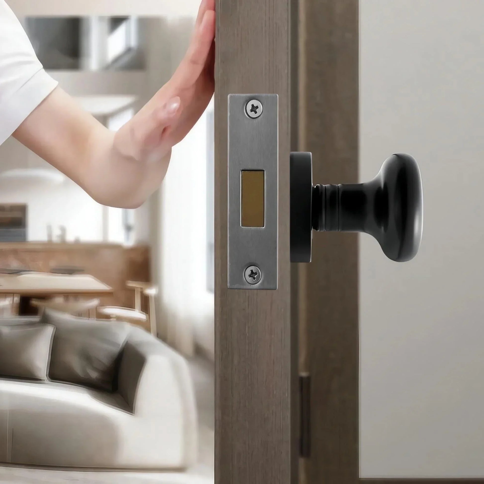 Minimalist Matte Black Door Knobs with Hidden Lock - KAHO Hardware