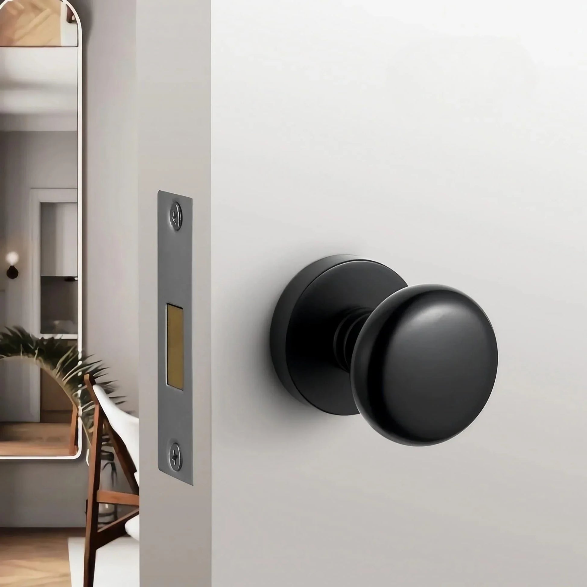 Minimalist Matte Black Door Knobs with Hidden Lock - KAHO Hardware