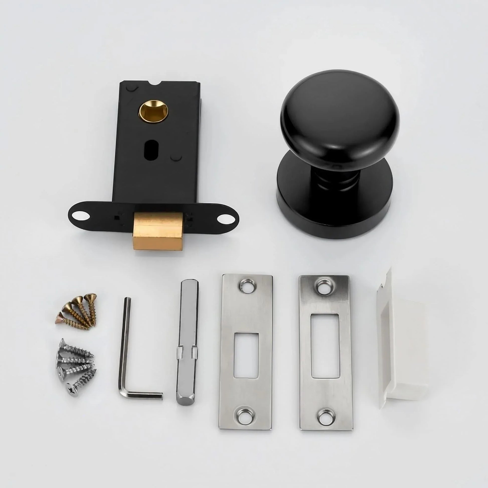 Minimalist Matte Black Door Knobs with Hidden Lock - KAHO Hardware