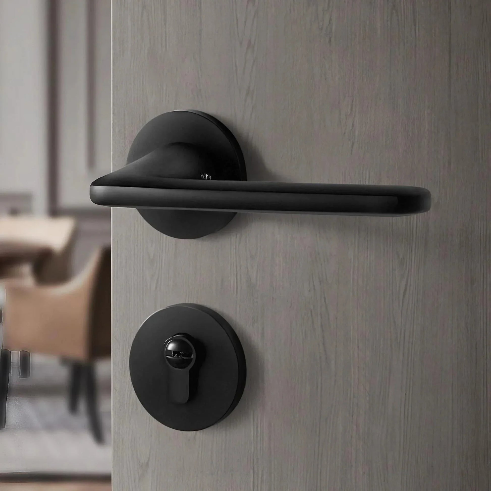 Matte Black Door Lever Handles with Keys - KAHO Hardware