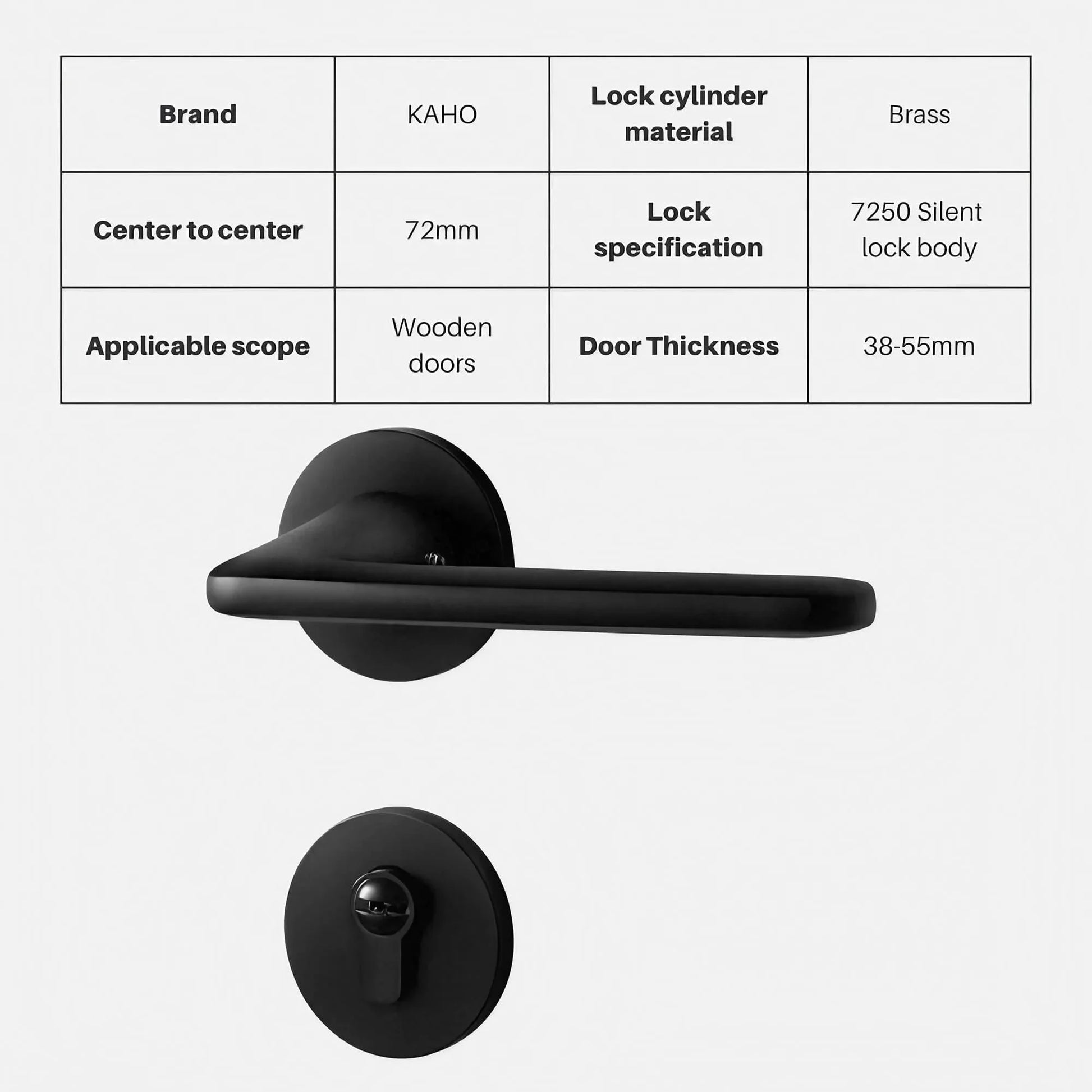 Matte Black Door Lever Handles with Keys - KAHO Hardware