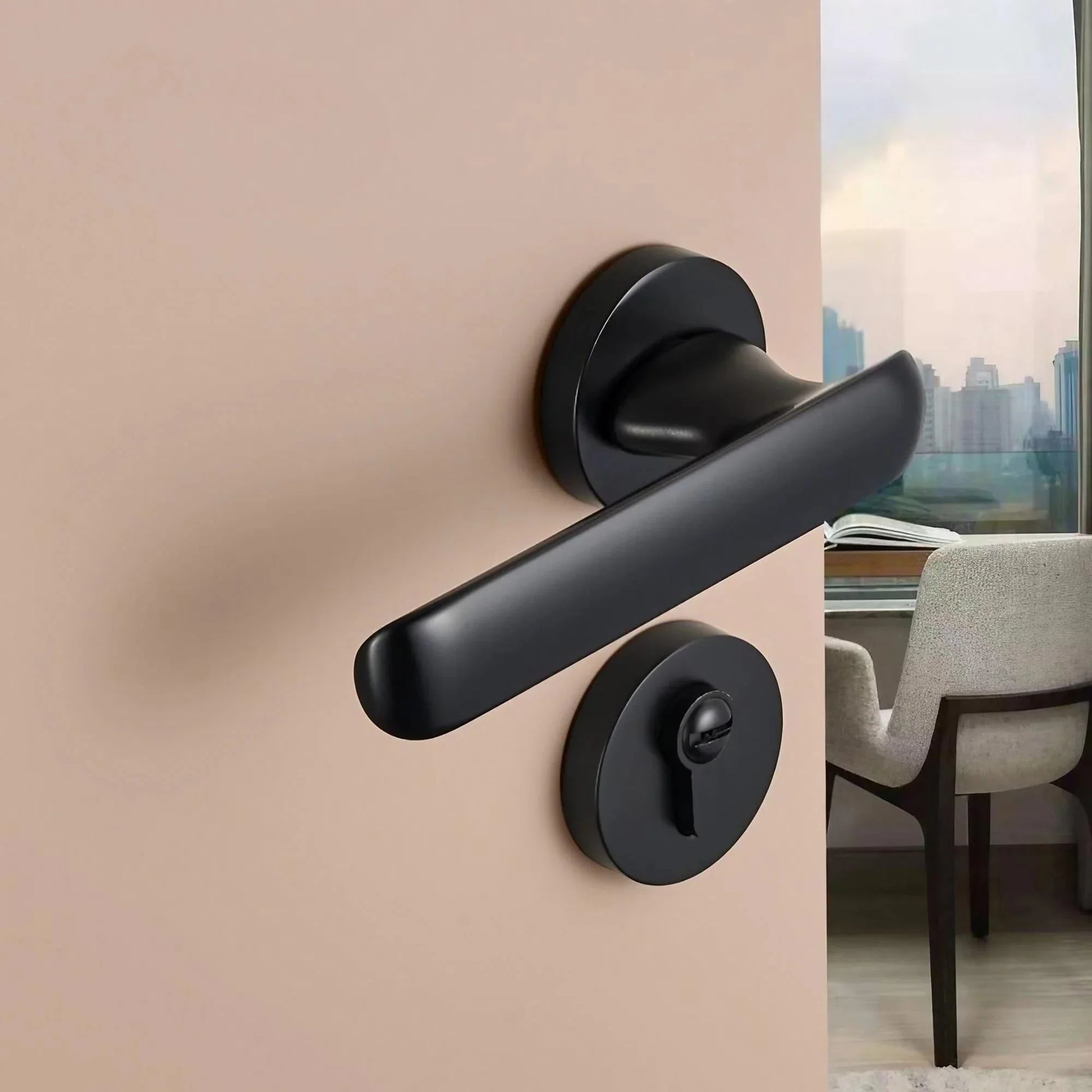 Matte Black Lever Door Handle with Key Lock - KAHO Hardware