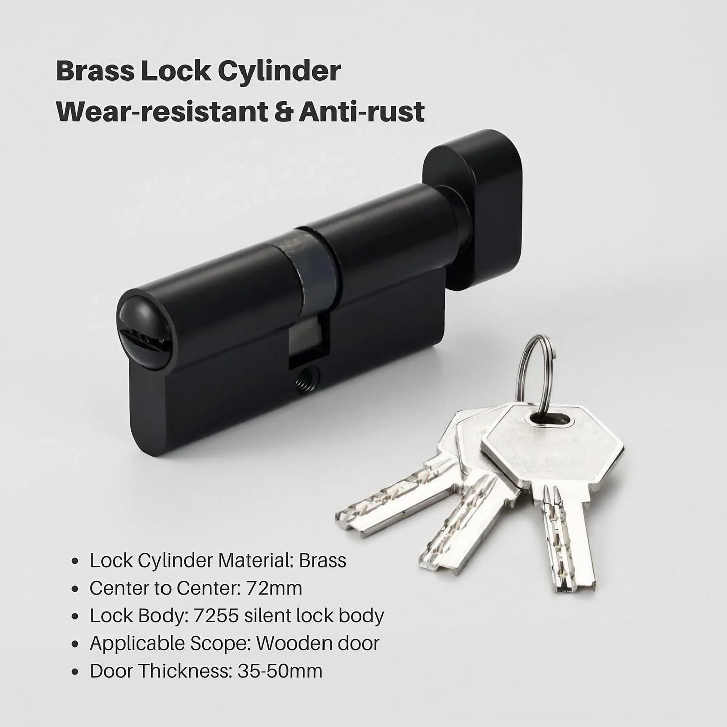 Matte Black Lever Door Handle with Key Lock - KAHO Hardware