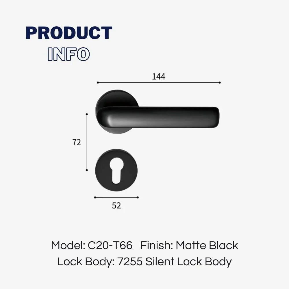 Matte Black Lever Door Handle with Key Lock - KAHO Hardware