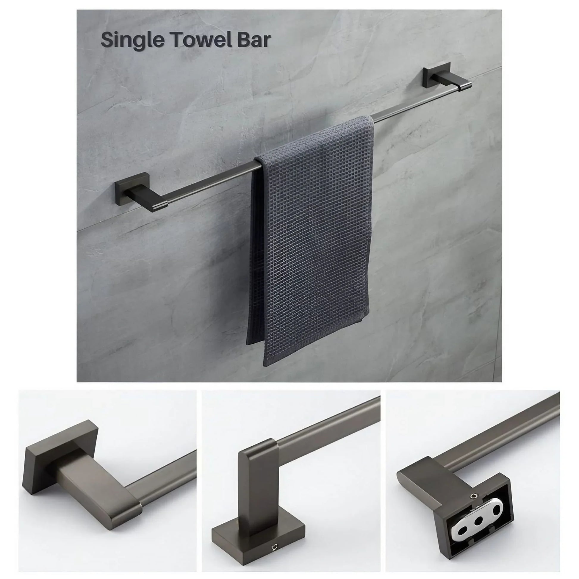 Round Corner Wall Mount Bathroom Towel Bar - KAHO Hardware