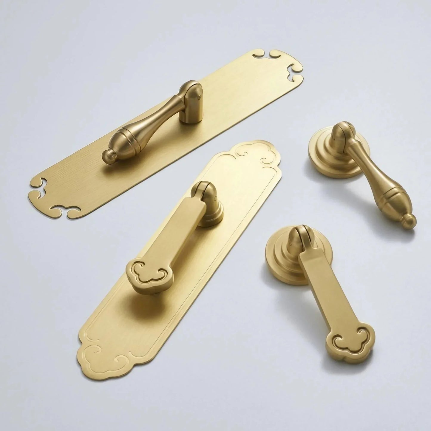 New Chinese Style Brass Drop Pulls with Backplate Drawer Knobs - KAHO Hardware