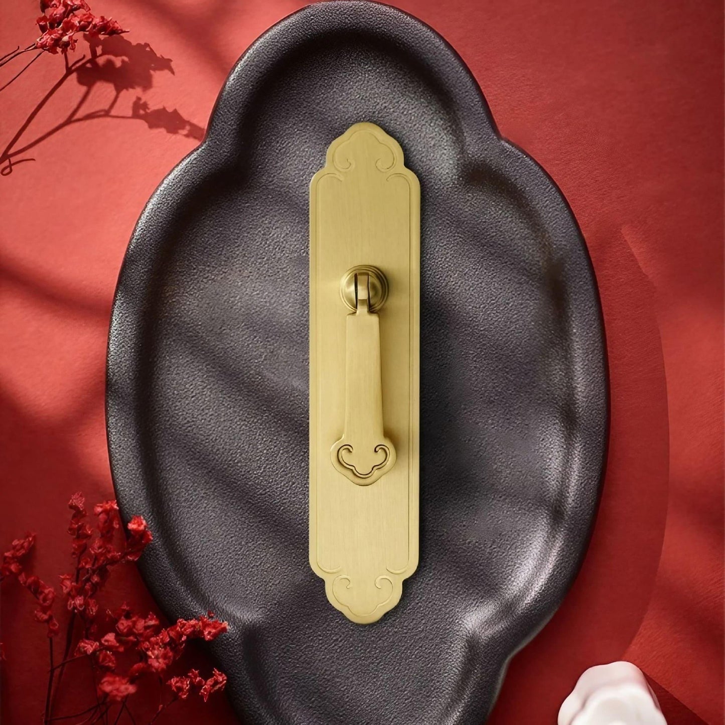 New Chinese Style Brass Drop Pulls with Backplate Drawer Knobs - KAHO Hardware