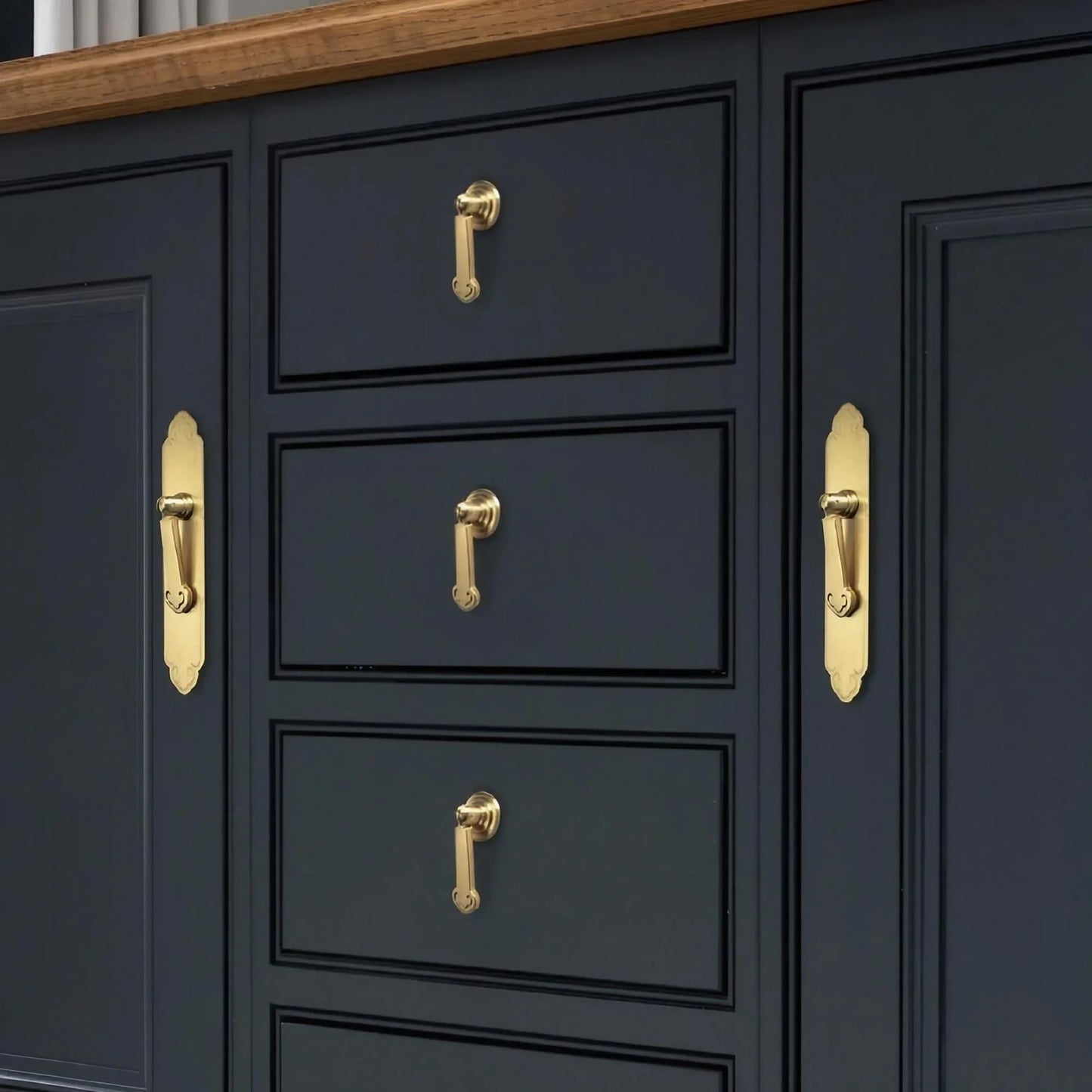 New Chinese Style Brass Drop Pulls with Backplate Drawer Knobs - KAHO Hardware