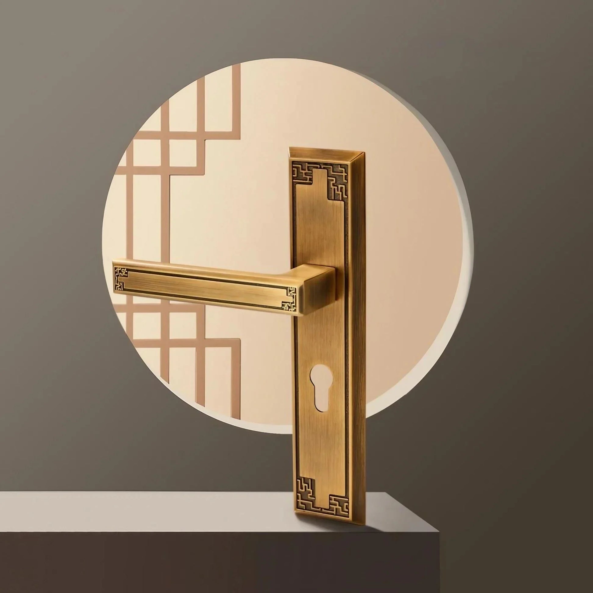 Antique Brass Interior Door Handles with Key Locks - KAHO Hardware