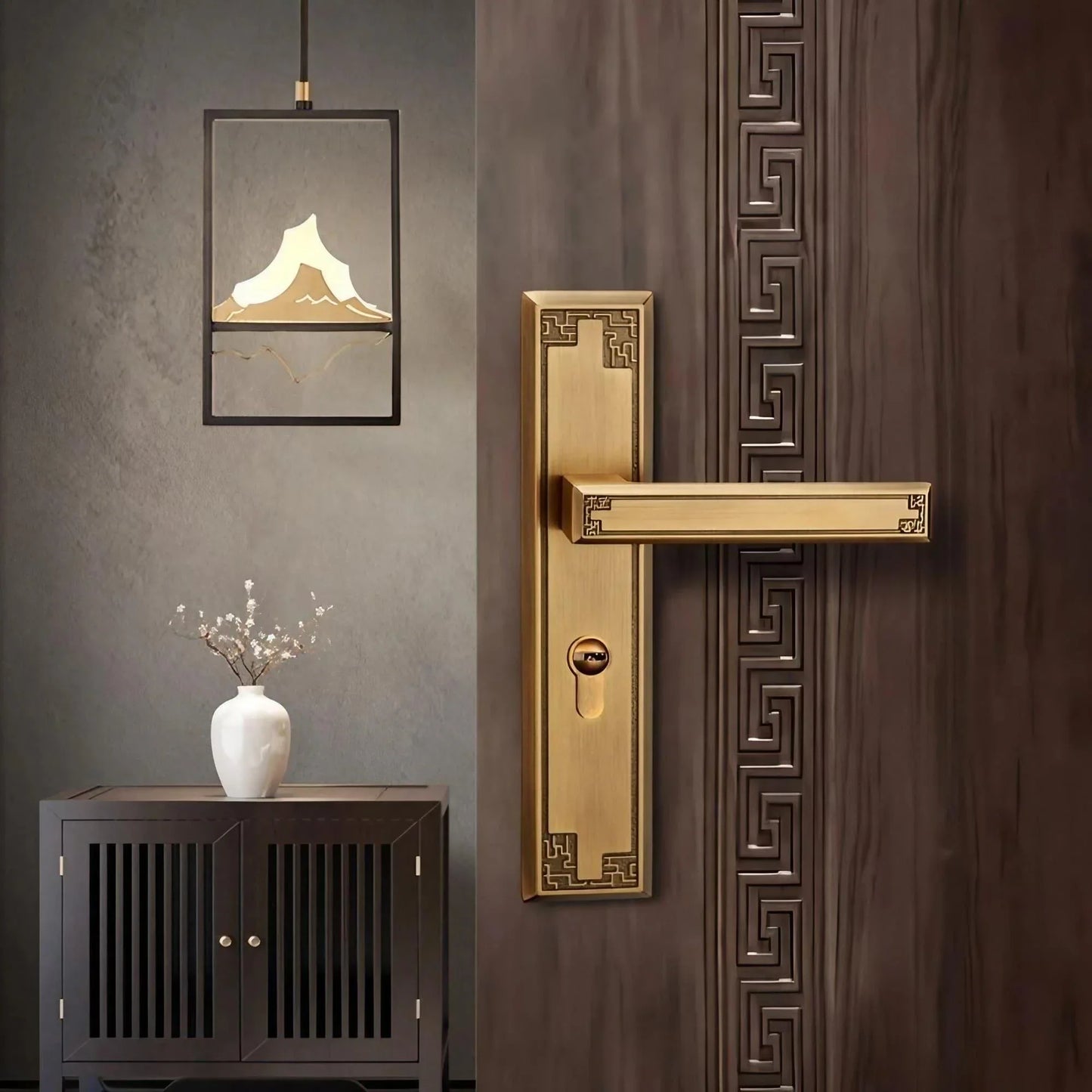 Antique Brass Interior Door Handles with Key Locks - KAHO Hardware