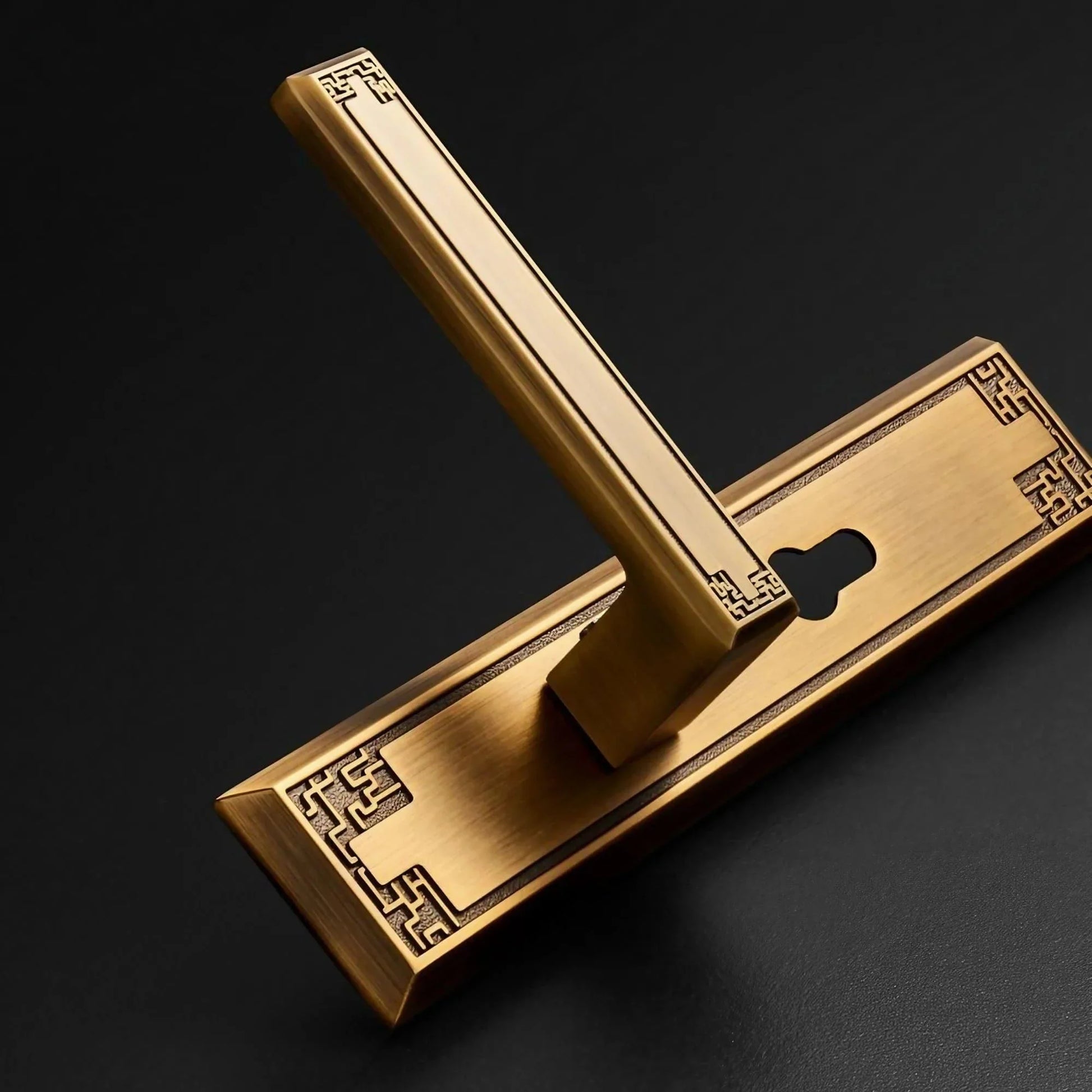 Antique Brass Interior Door Handles with Key Locks - KAHO Hardware