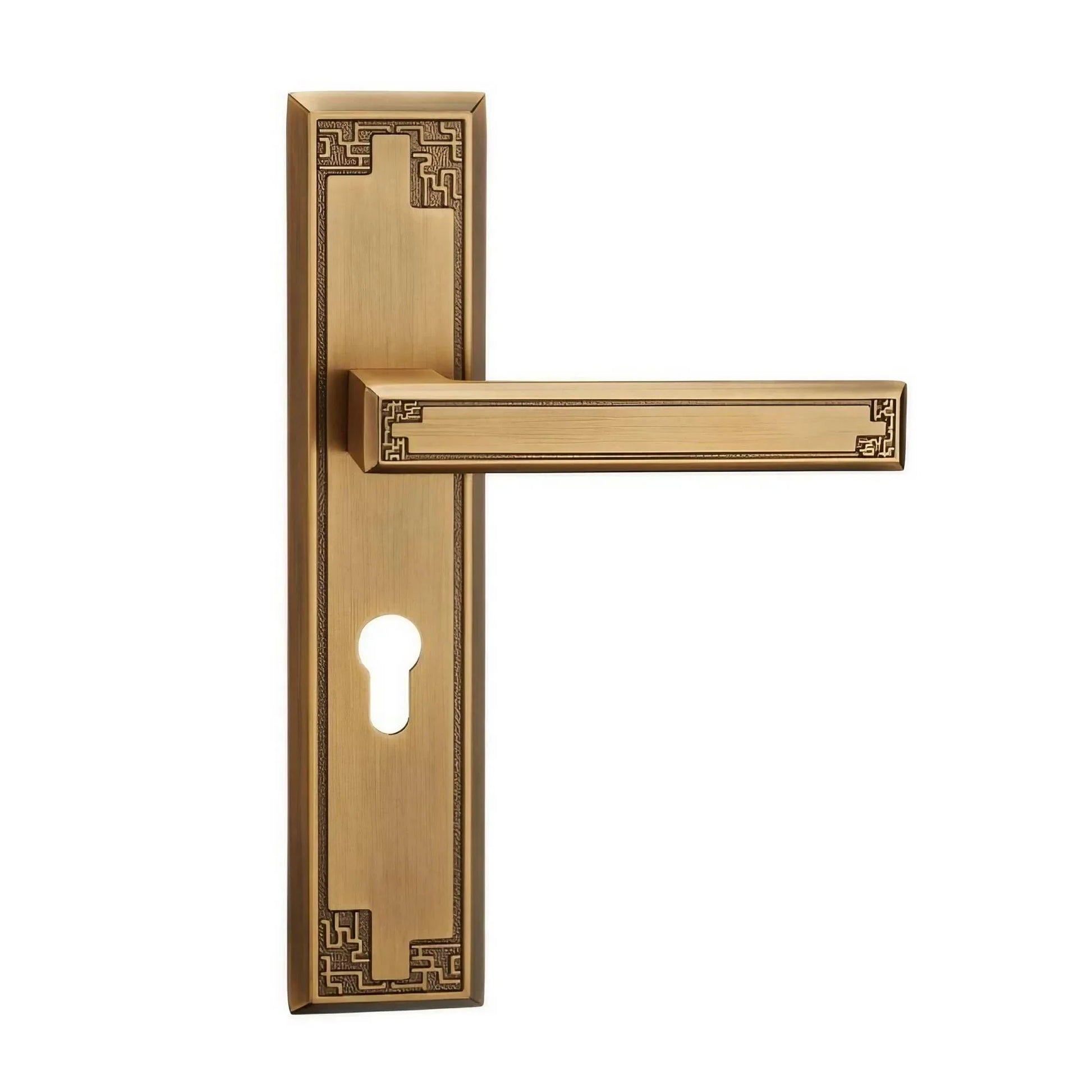 Antique Brass Interior Door Handles with Key Locks - KAHO Hardware