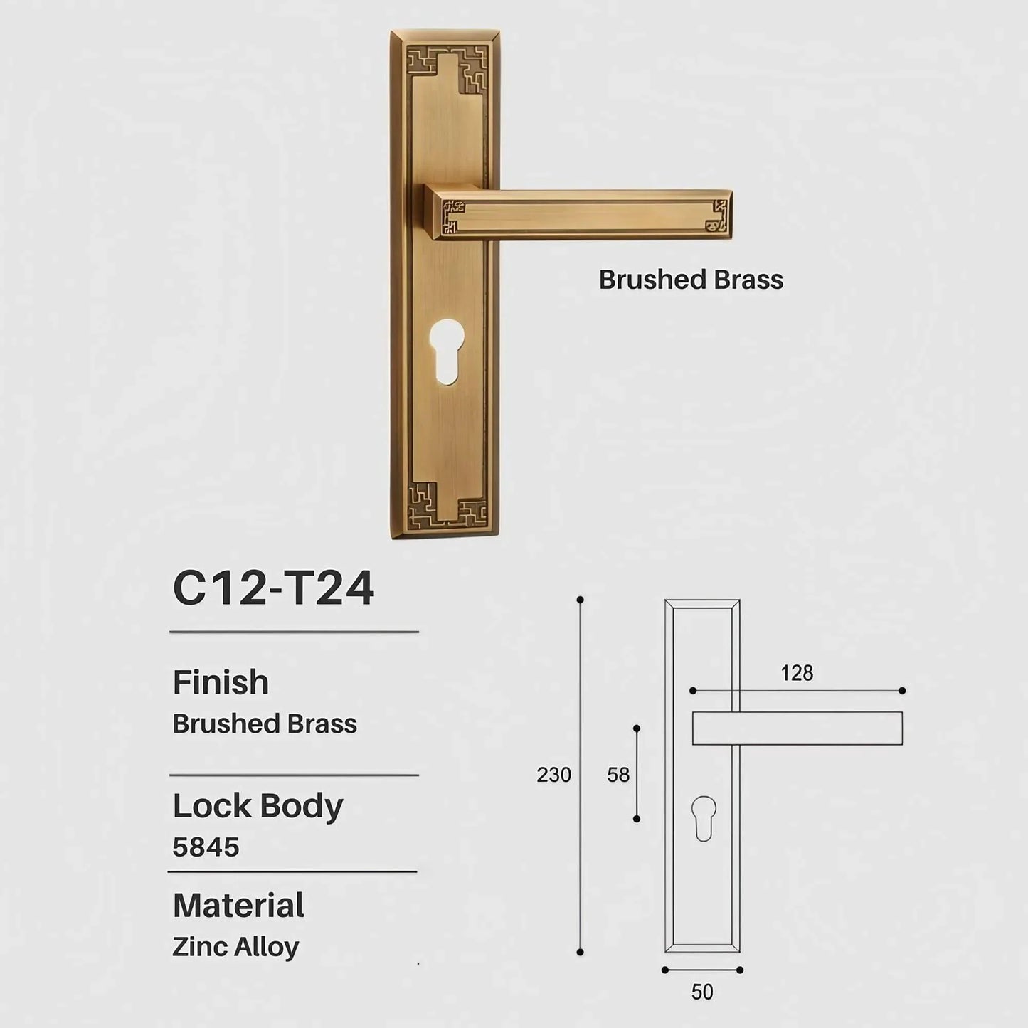 Antique Brass Interior Door Handles with Key Locks - KAHO Hardware