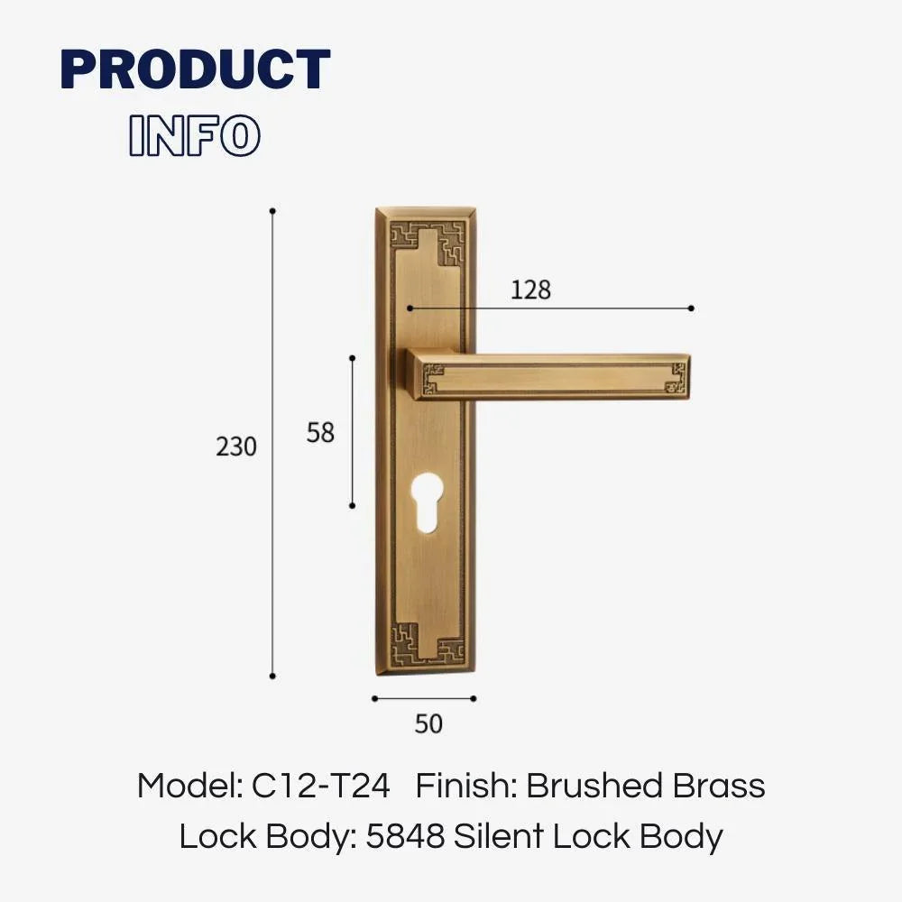 Antique Brass Interior Door Handles with Key Locks - KAHO Hardware