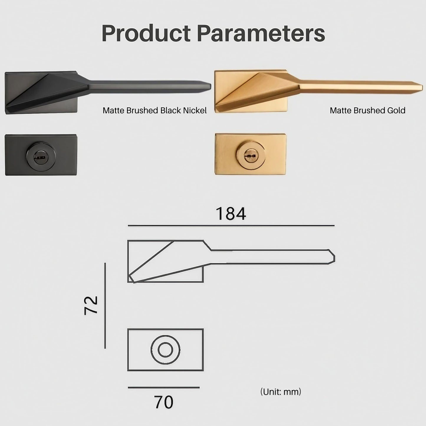 Geometric Aesthetics Interior Door Handles with Locks