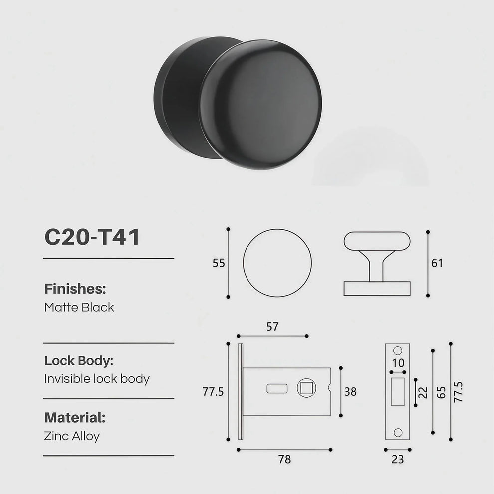 Minimalist Matte Black Door Knobs with Hidden Lock – KAHO Hardware