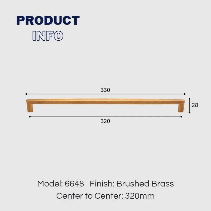 Brushed Brass 320mm kitchen cabinet handles dimensions for large kitchen cabinets and pantry drawers