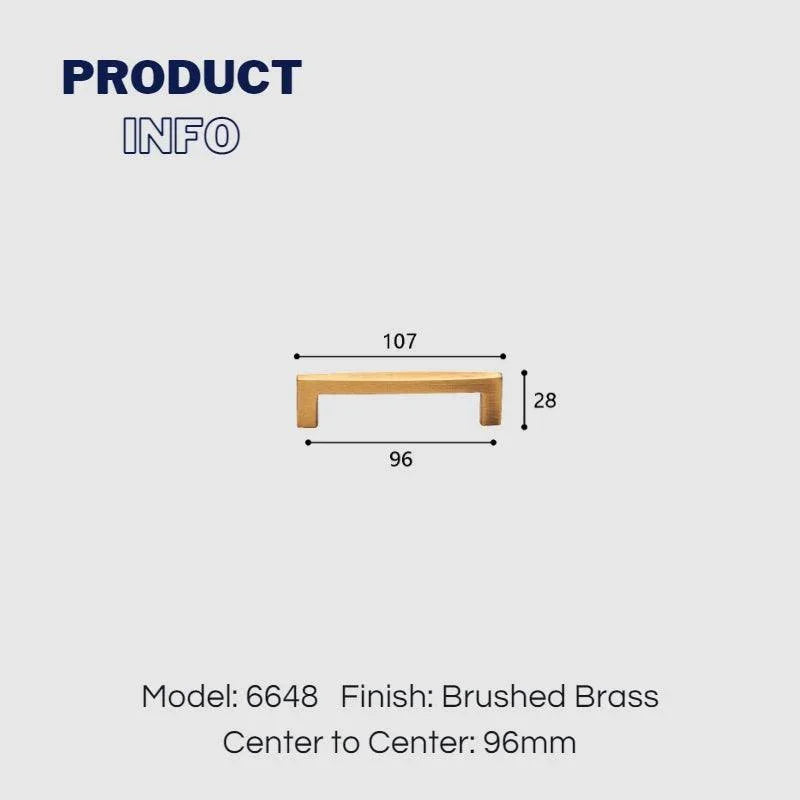 Brushed Brass 96mm kitchen cabinet handles dimensions for minimalist cabinets and drawers