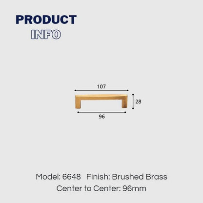 Brushed Brass 96mm kitchen cabinet handles dimensions for minimalist cabinets and drawers