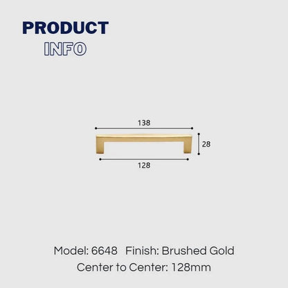 Brushed Gold 128mm kitchen cabinet handles size guide for modern kitchen drawers