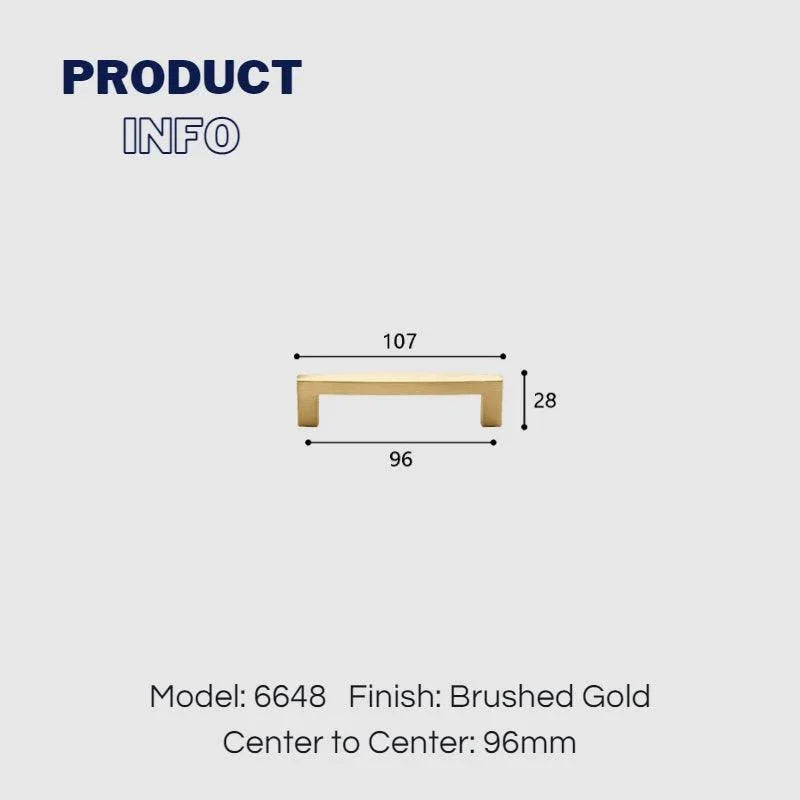 Brushed Gold 96mm kitchen cabinet handles dimensions for small drawers and minimalist cabinetry