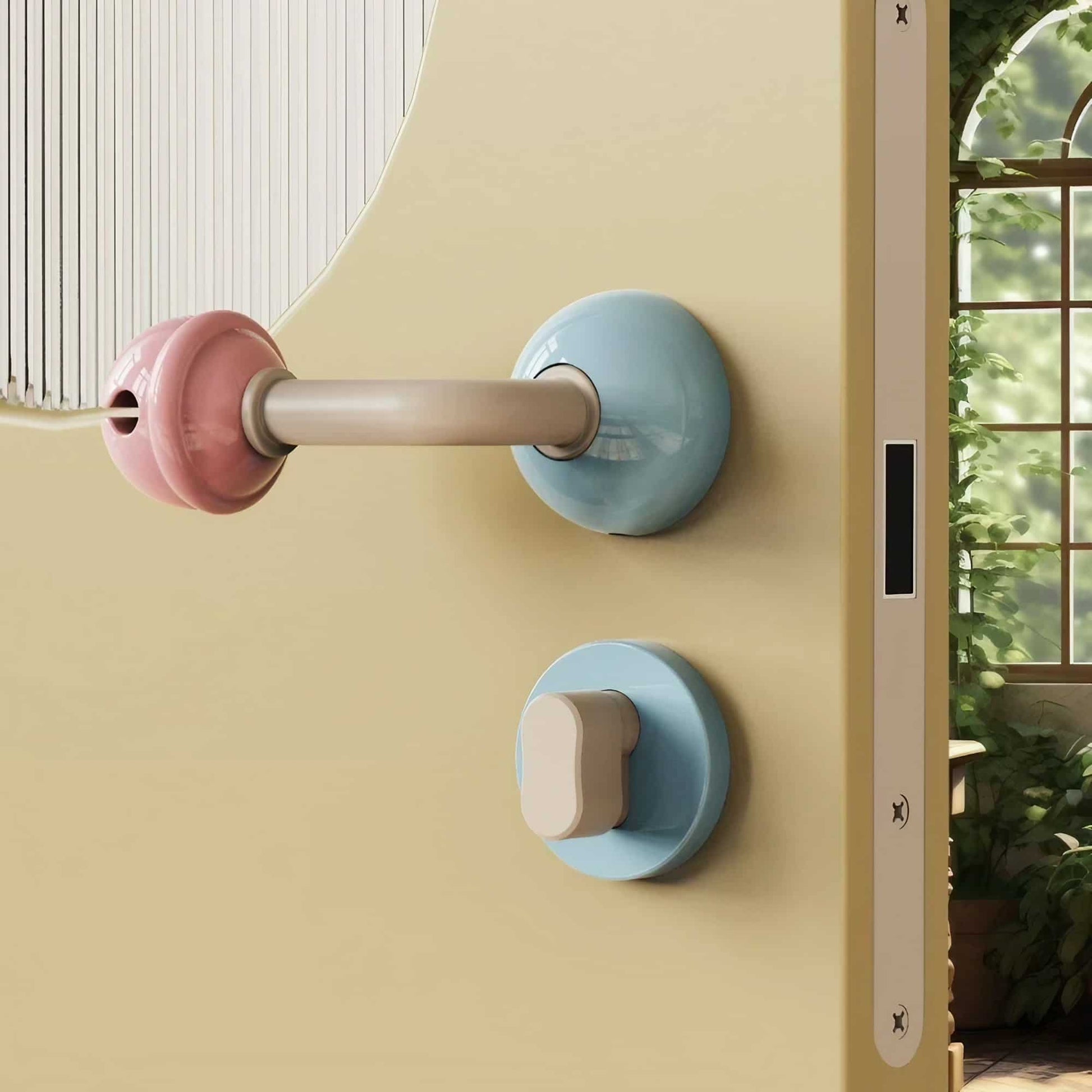 colorful-door-handles-light-blue-khaki-pink