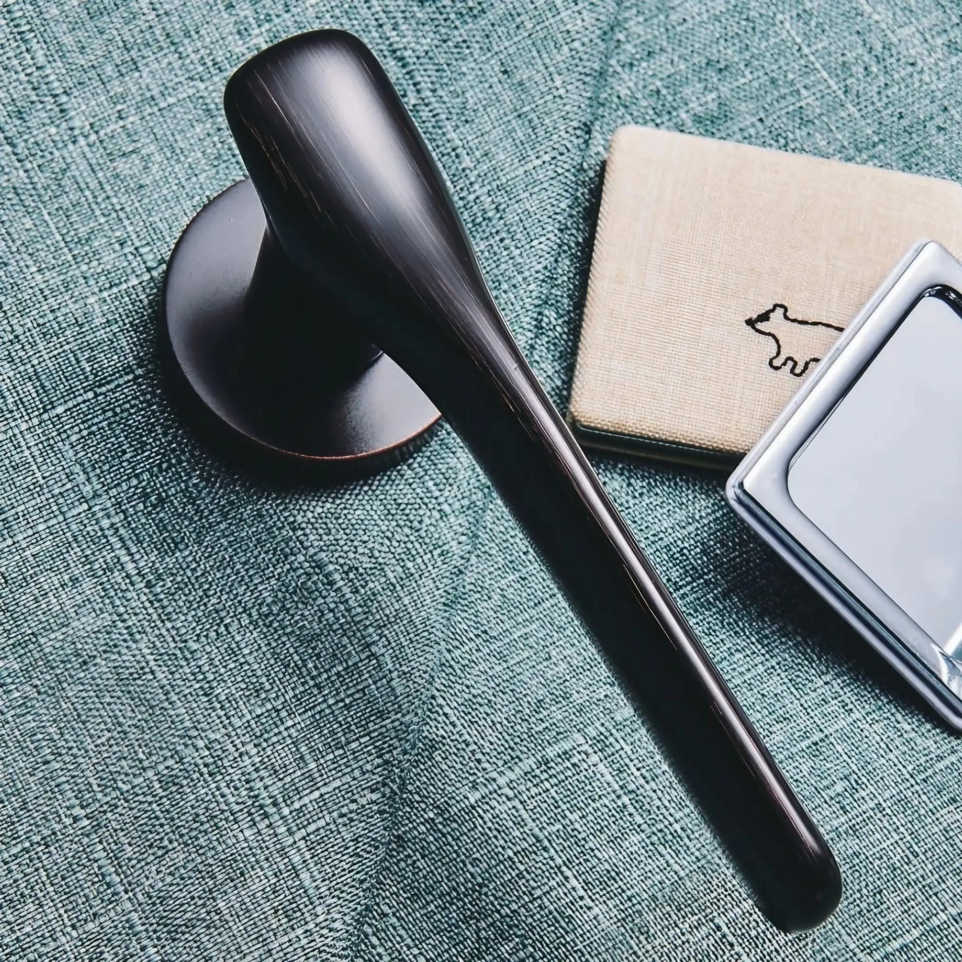 Ergonomic zinc alloy bedroom door handle with a comfortable grip for everyday use