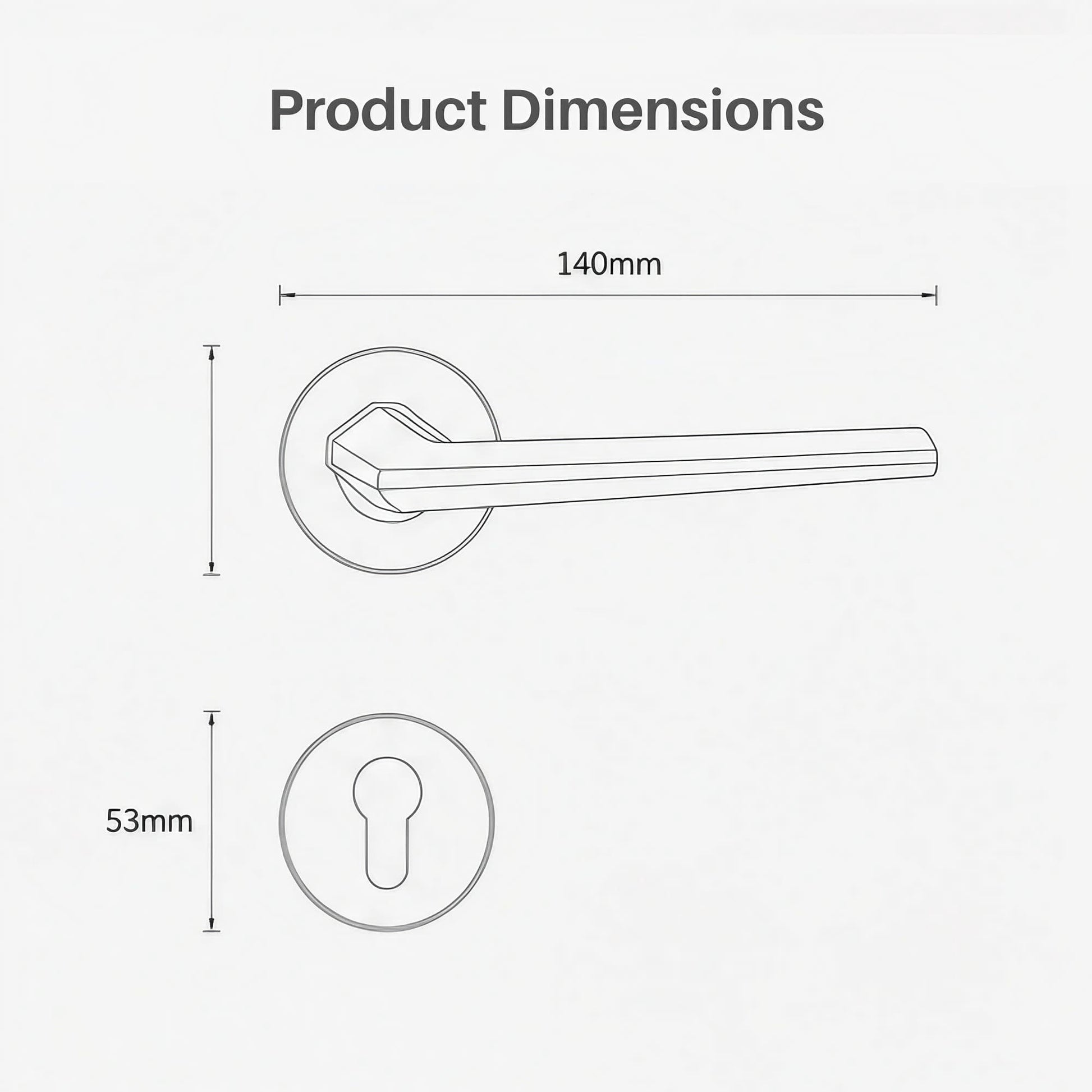 Luxury ribbed interior lever door handle dimensions and installation specifications
